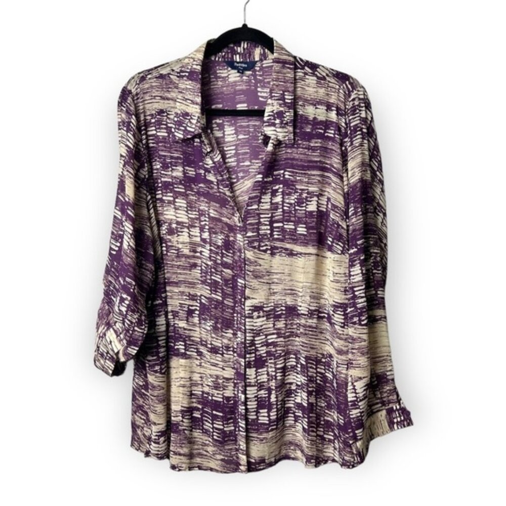Reitmans Purple Button Down Loose Fit Blouse
